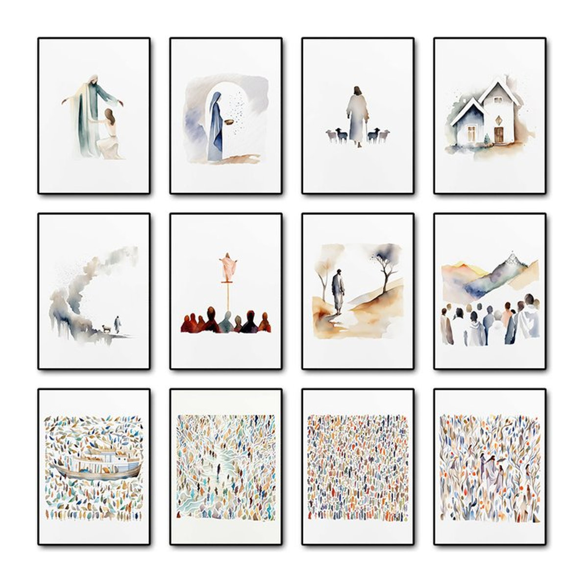 Moderne Leinwandmalerei Jesus Christus Porträt als christliches Wandbild für dein Wohnzimmer von Potdemiel, mehrfarbig, Hochformat - Bild 1