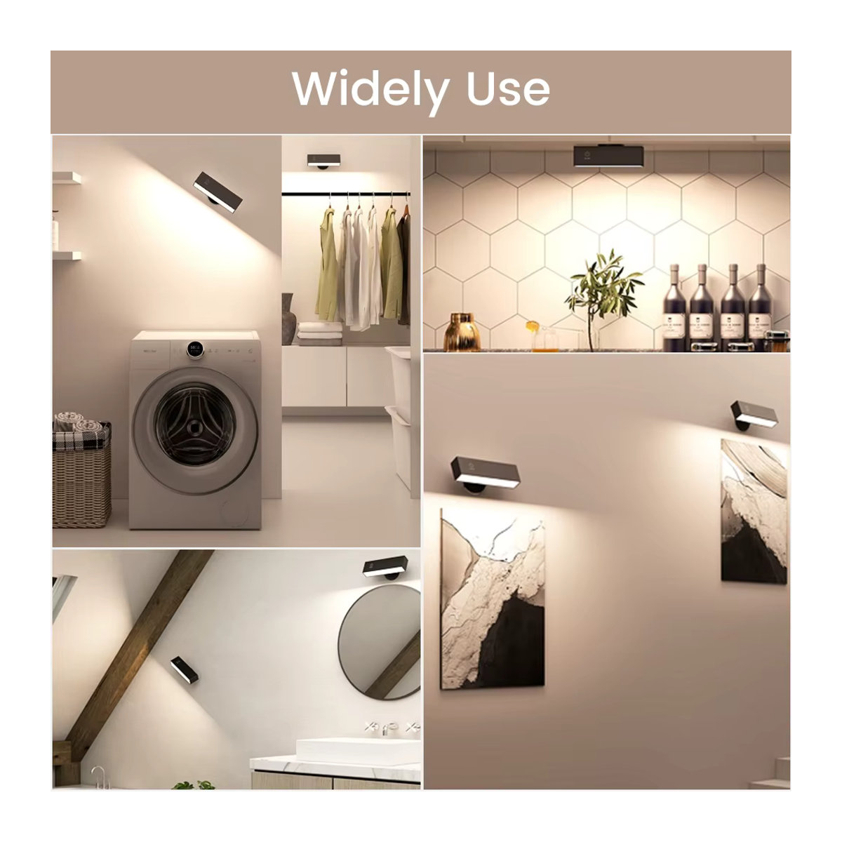 Moderne magnetische Wandleuchte in Schwarz, wiederaufladbare batteriebetriebene Nachttischlampe mit USB-Aufladung und 360 Grad Drehung - Bild 3