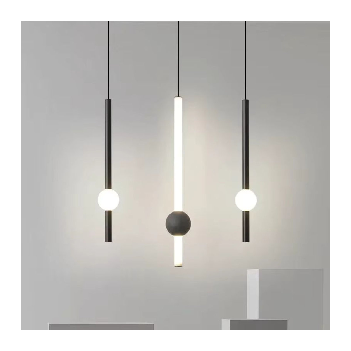 Moderne minimalistische LED Pendelleuchte in Schwarz - Bild 2