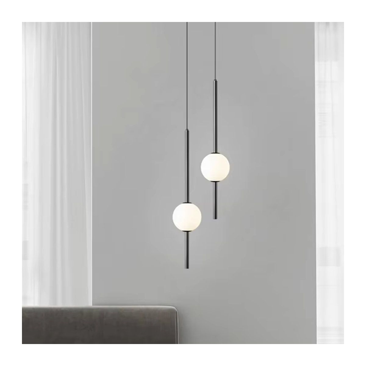 Moderne minimalistische LED-Pendelleuchte in Schwarz für die Innenbeleuchtung - Bild 1