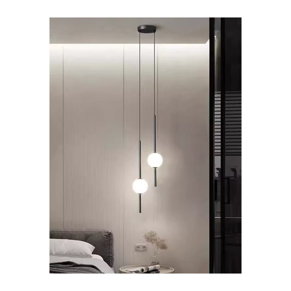 Moderne minimalistische LED-Pendelleuchte in Schwarz für die Innenbeleuchtung - Bild 3