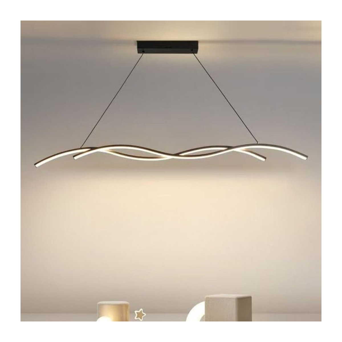 Moderne minimalistische LED Pendelleuchte in Schwarz für Wohnzimmer, Restaurant und Hotel - Bild 1