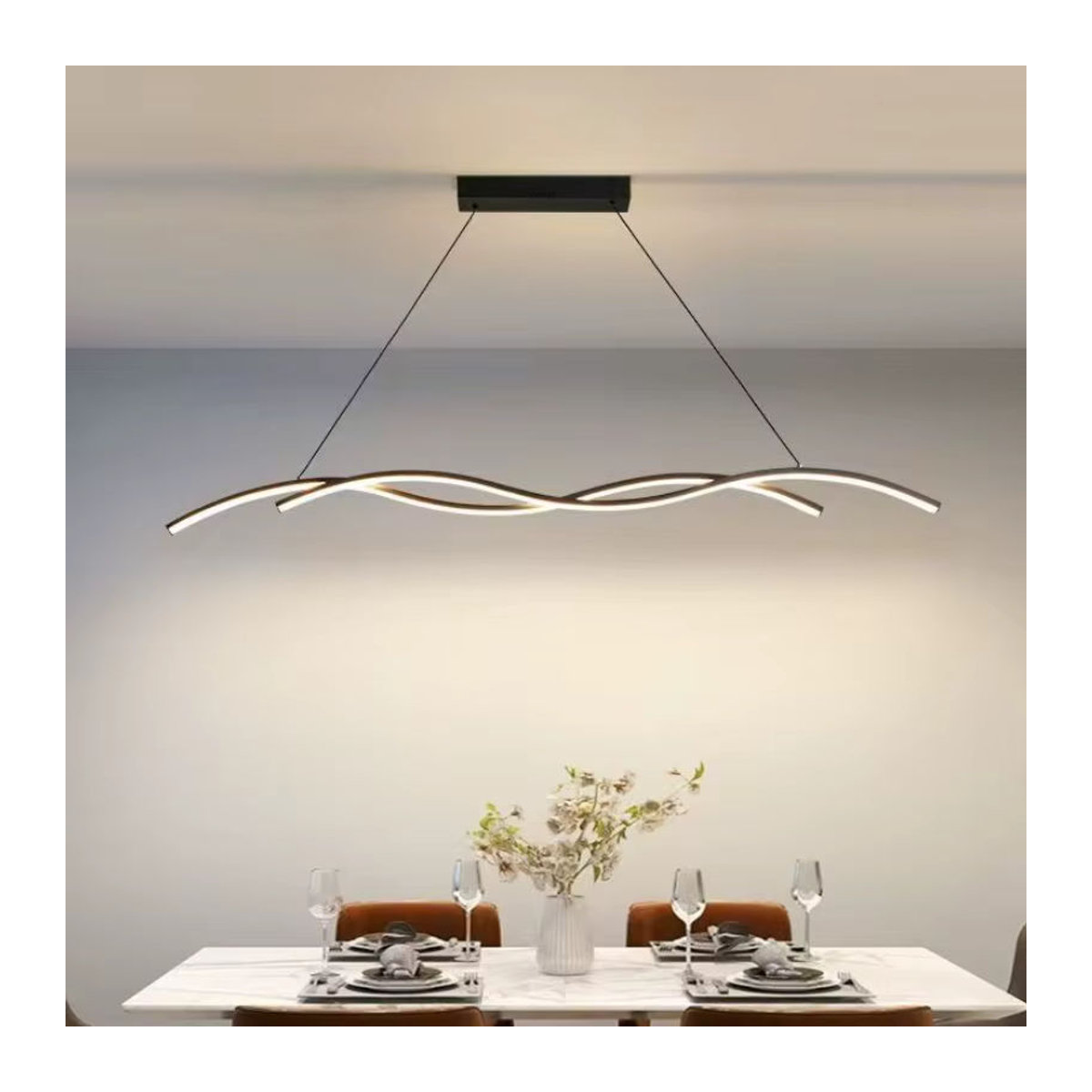 Moderne minimalistische LED Pendelleuchte in Schwarz für Wohnzimmer, Restaurant und Hotel - Bild 2