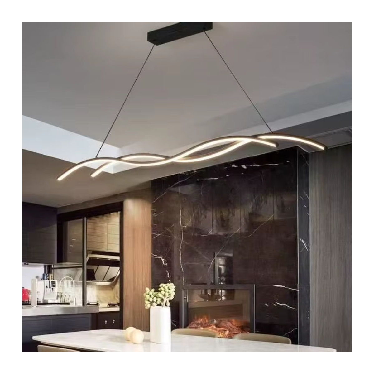 Moderne minimalistische LED Pendelleuchte in Schwarz für Wohnzimmer, Restaurant und Hotel - Bild 4