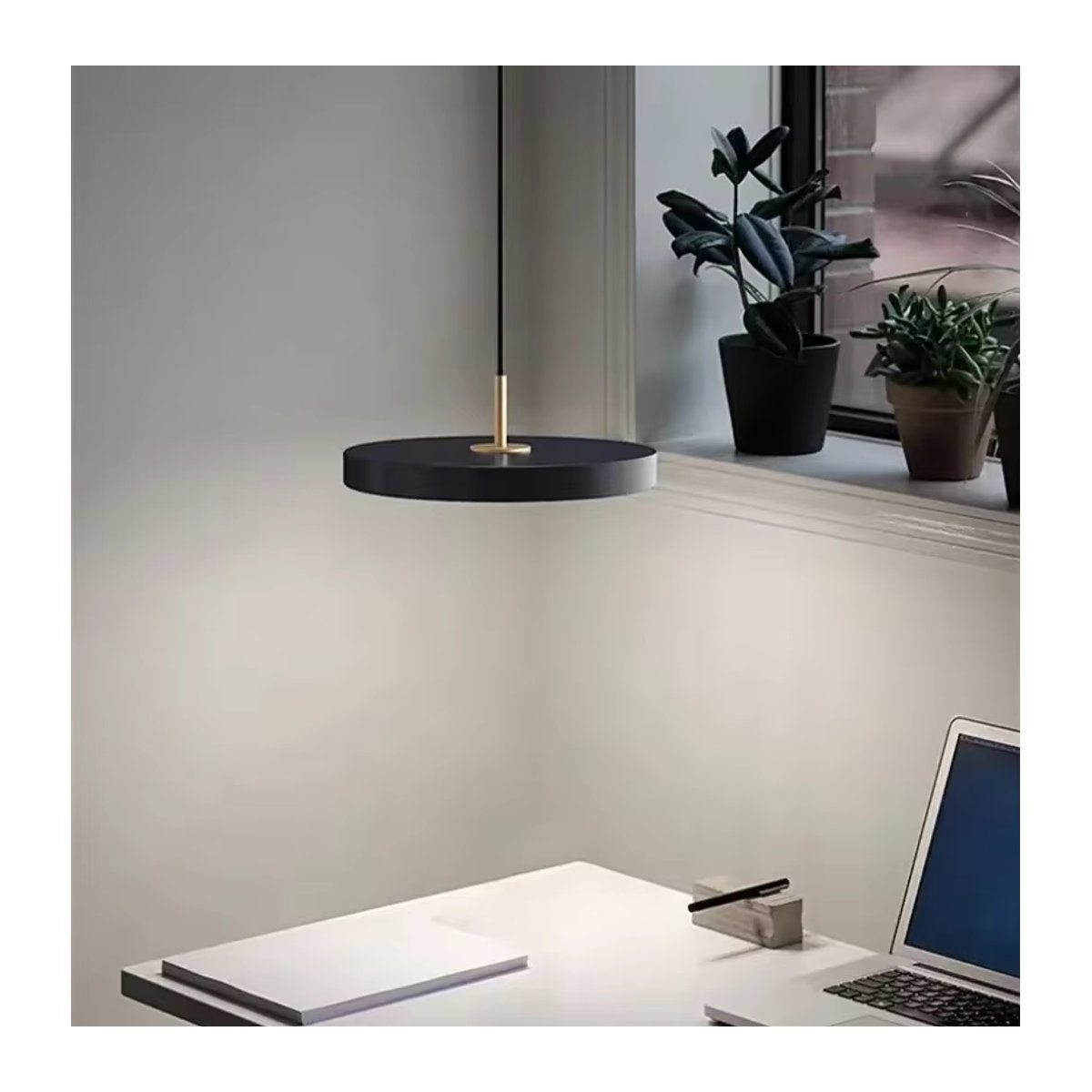 Moderne minimalistische LED-Pendelleuchte in Weiß oder Schwarz mit kaltweißem Licht - Bild 2
