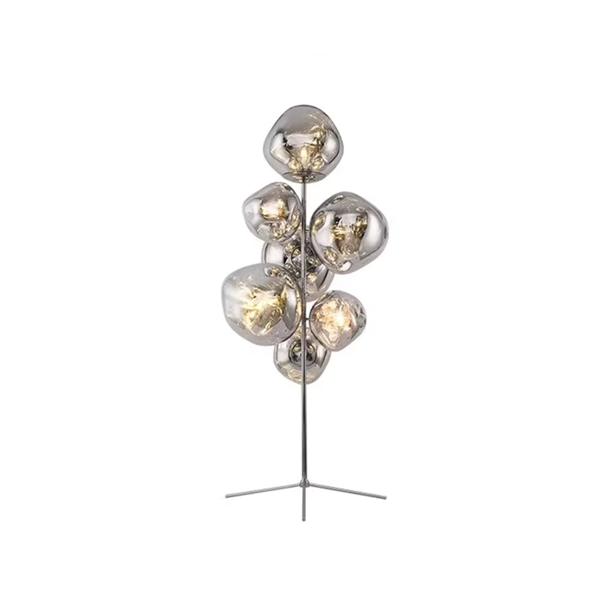 Moderne minimalistische LED-Stehlampe in Silber mit Fernbedienung und Glas-Elementen im nordischen Design - Bild 1
