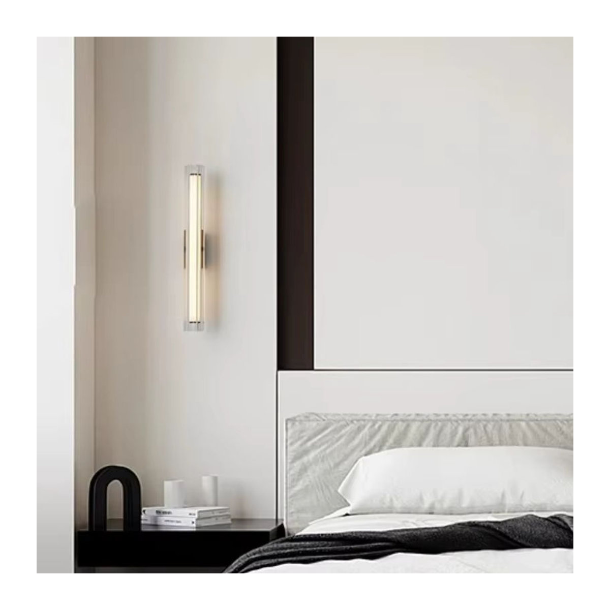 Moderne minimalistische Wandleuchte aus Glas in Schwarz für Wohnzimmer, Schlafzimmer oder Hotel im nordischen Design - Bild 4