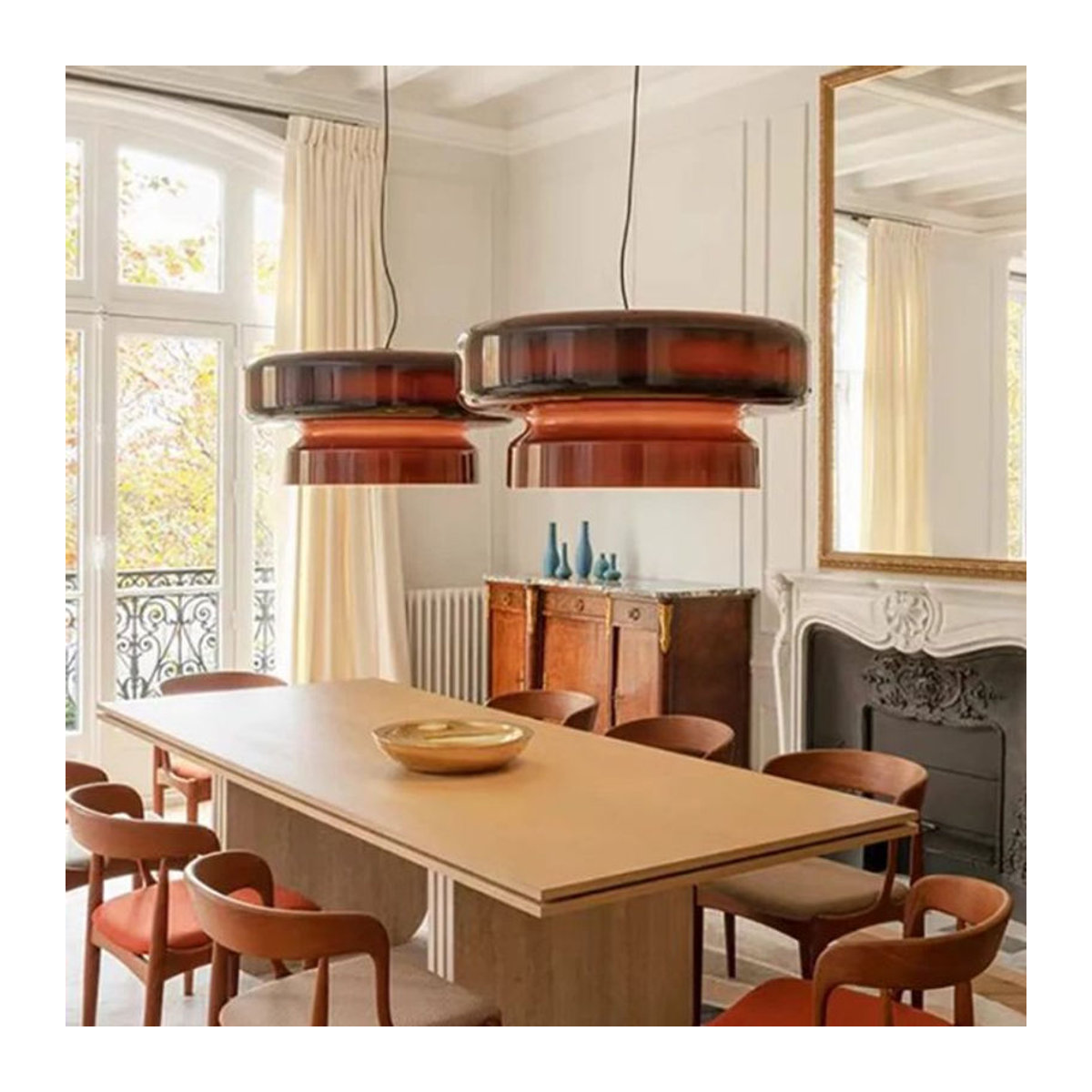 Moderne Pendelleuchte aus Glas in Braun im skandinavischen Design für dein Wohnzimmer oder Esszimmer - Bild 1