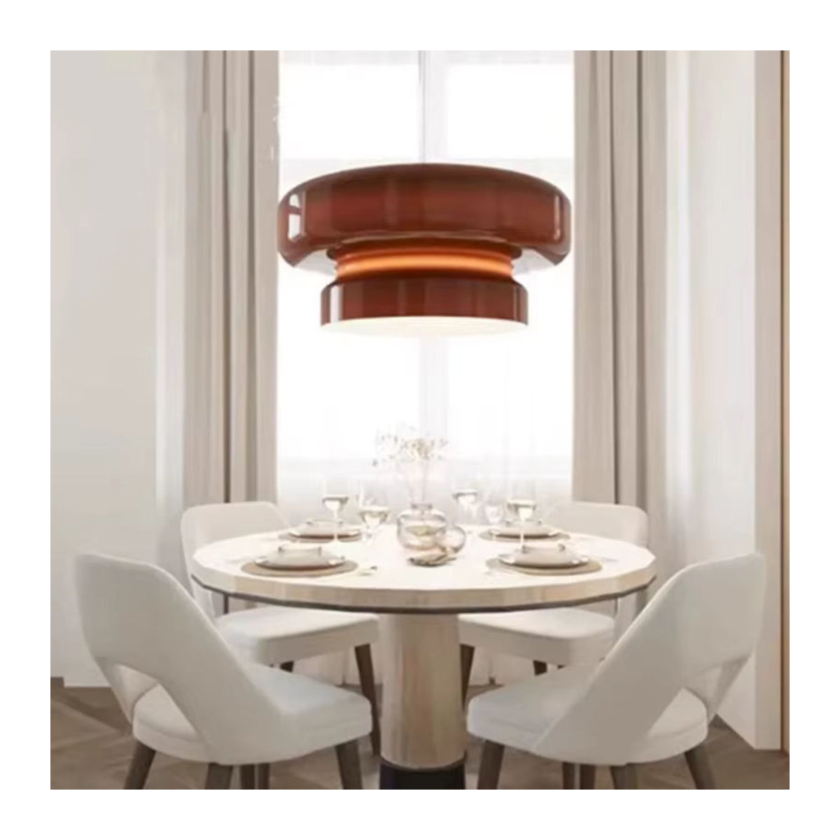 Moderne Pendelleuchte aus Glas in Braun im skandinavischen Design für dein Wohnzimmer oder Esszimmer - Bild 3