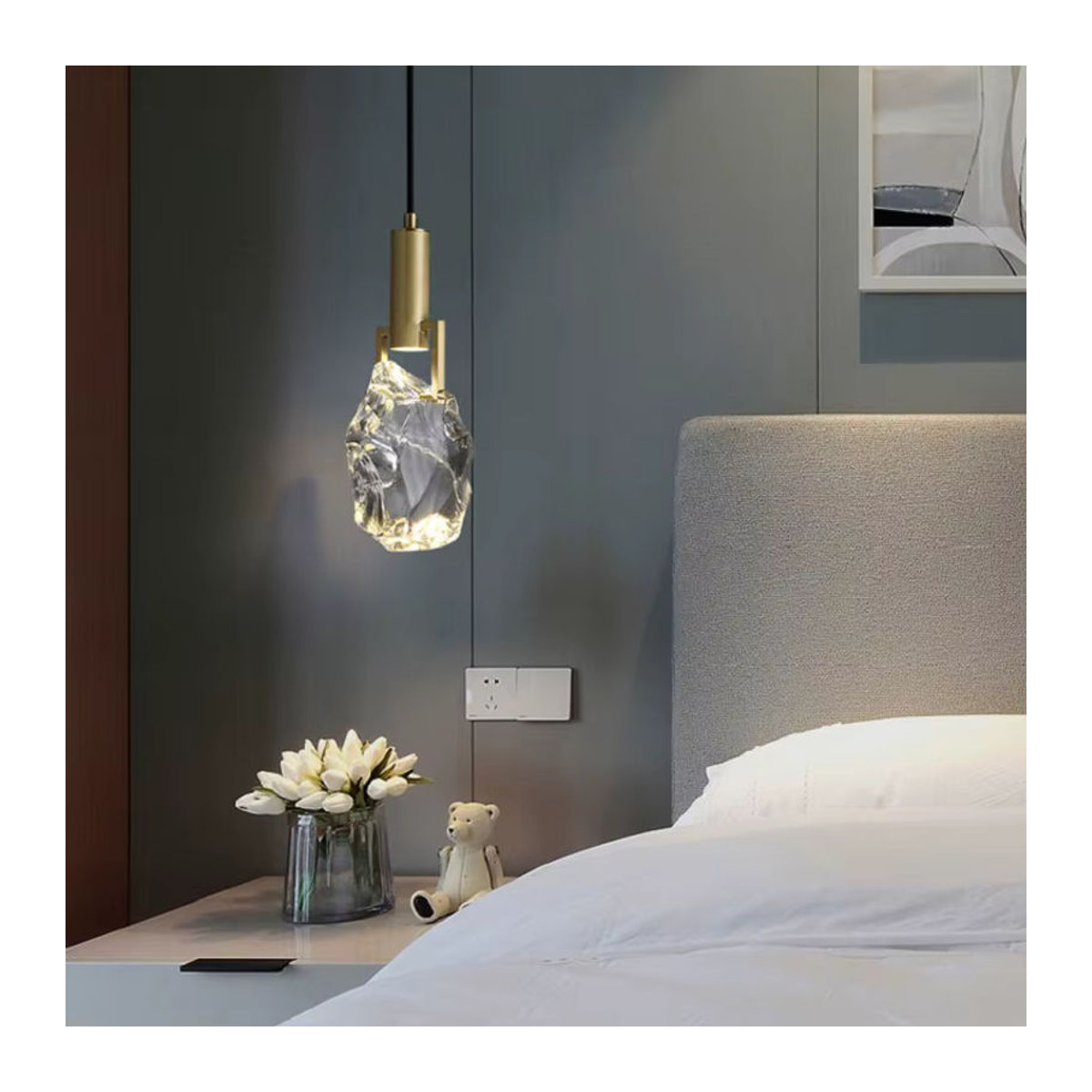 Moderne Pendelleuchte aus Kristallstein im skandinavischen Design mit LED-Beleuchtung - Bild 5