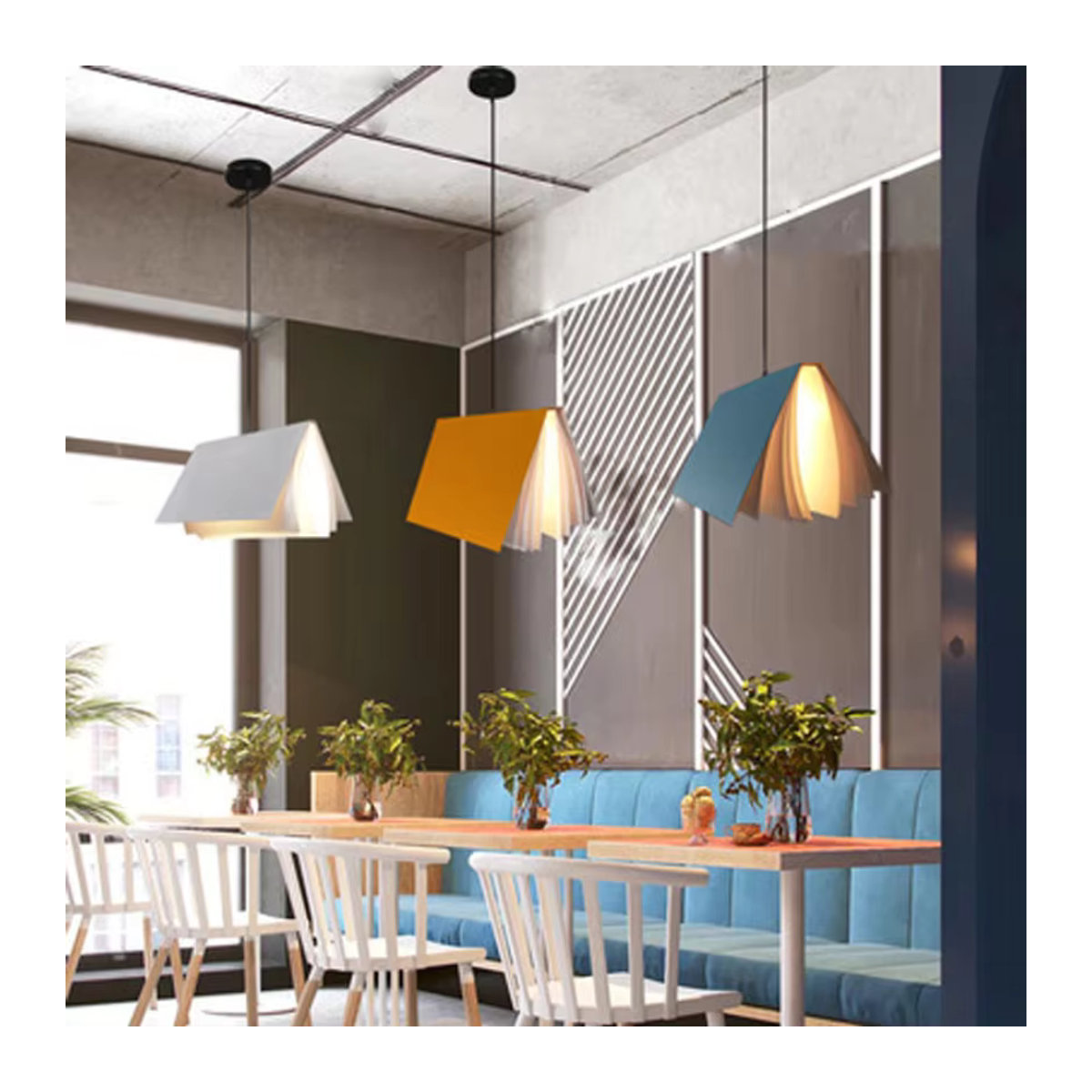 Moderne Pendelleuchte aus Papier in Bunt für Bibliothek und Arbeitszimmer - Bild 3