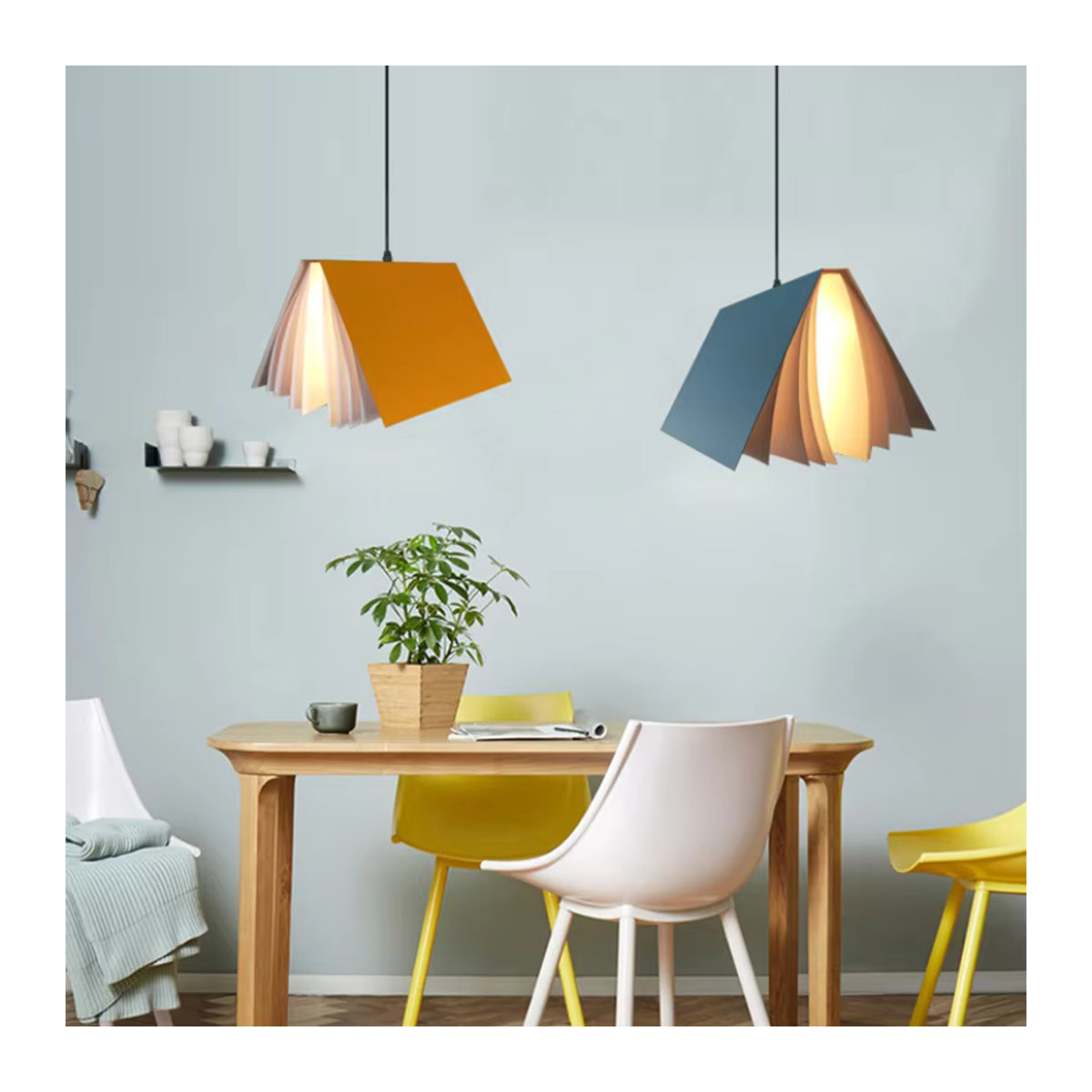Moderne Pendelleuchte aus Papier in Bunt für Bibliothek und Arbeitszimmer - Bild 4