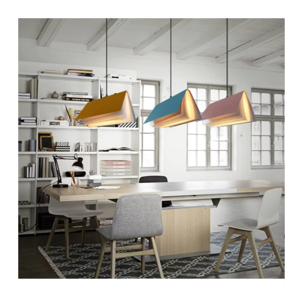Moderne Pendelleuchte aus Papier in Bunt für Bibliothek und Arbeitszimmer - Bild 5