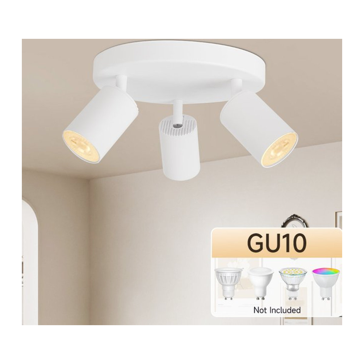 Moderne Pendelleuchte von CHENBEN in Weiß aus Metall mit drehbarem GU10 Spotlicht für dein Wohnzimmer, deine Küche oder dein Esszimmer - Bild 1