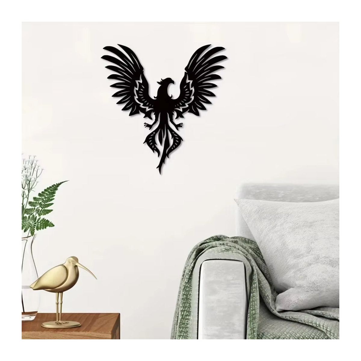 Moderne Phoenix Wanddekoration aus Metall von CIFBUY in Schwarz als hängende Kunst für Küche und Wohnräume - Bild 3