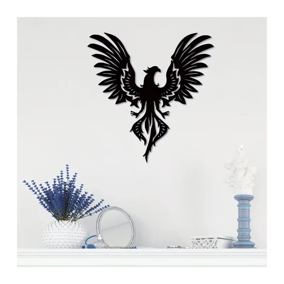 Moderne Phoenix Wanddekoration aus Metall von CIFBUY in Schwarz als hängende Kunst für Küche und Wohnräume - Bild 4