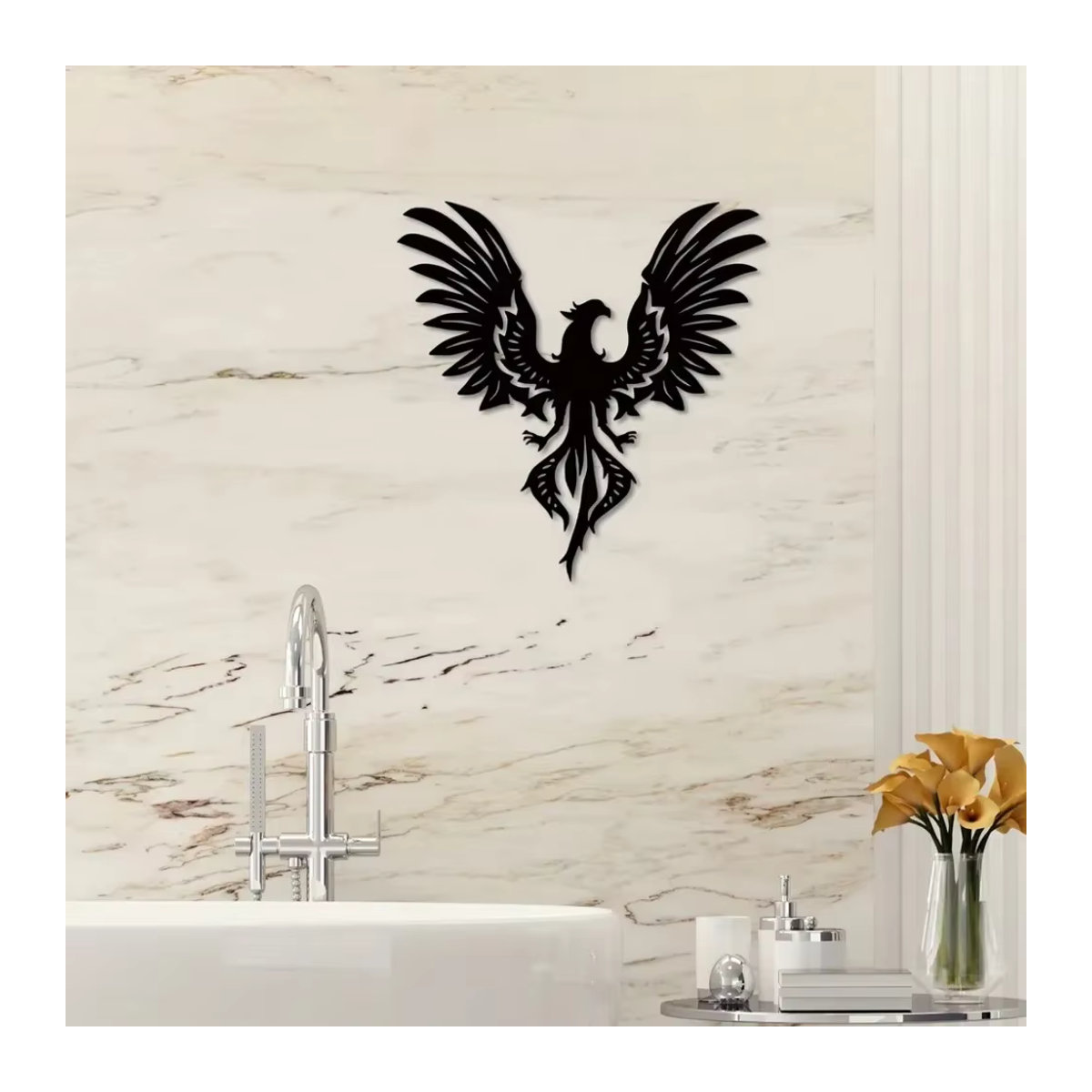 Moderne Phoenix Wanddekoration aus Metall von CIFBUY in Schwarz als hängende Kunst für Küche und Wohnräume - Bild 6