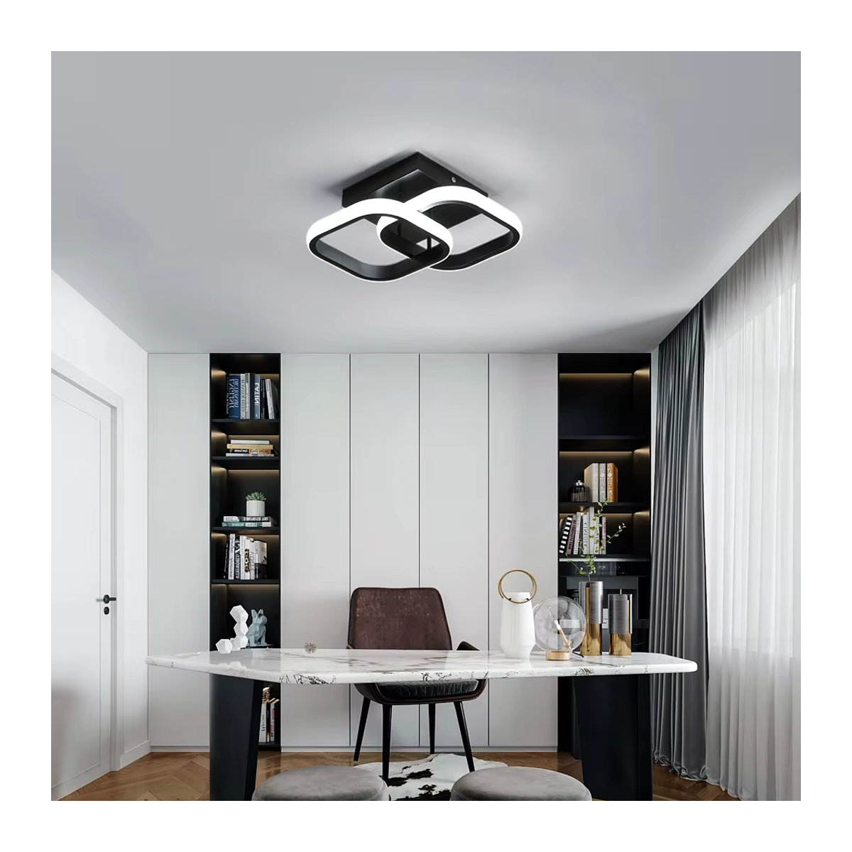 Moderne quadratische LED-Deckenleuchte in Schwarz mit 22 W, - Bild 1