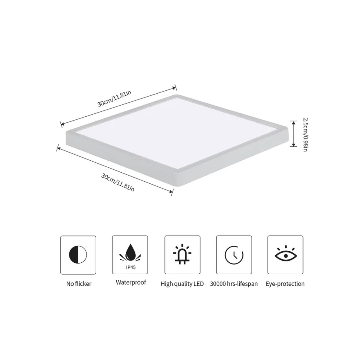 Moderne quadratische LED-Deckenleuchte in Weiß mit 24 W und Kaltweiß 6500 K - Bild 2