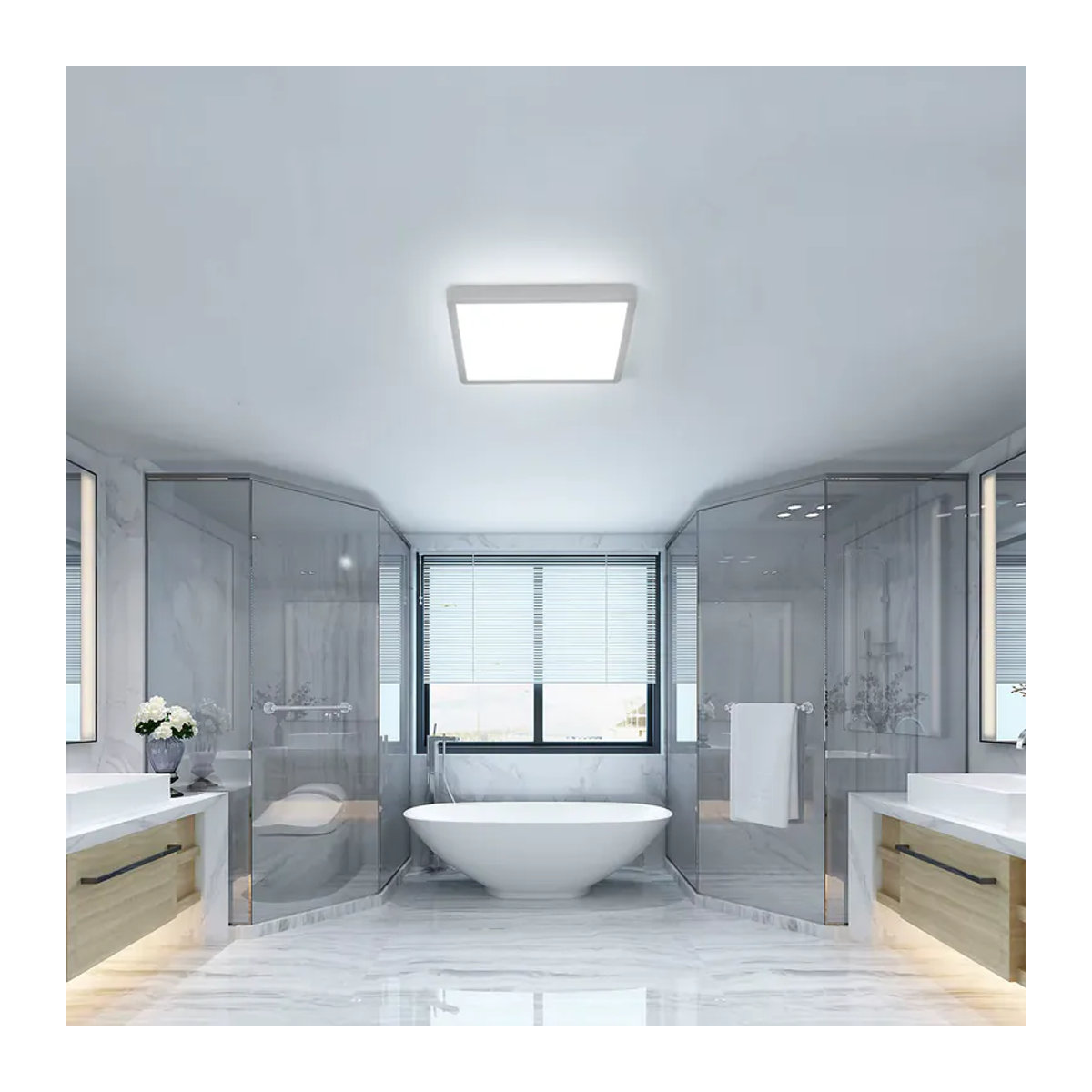 Moderne quadratische LED-Deckenleuchte in Weiß mit 24 W und Kaltweiß 6500 K - Bild 4