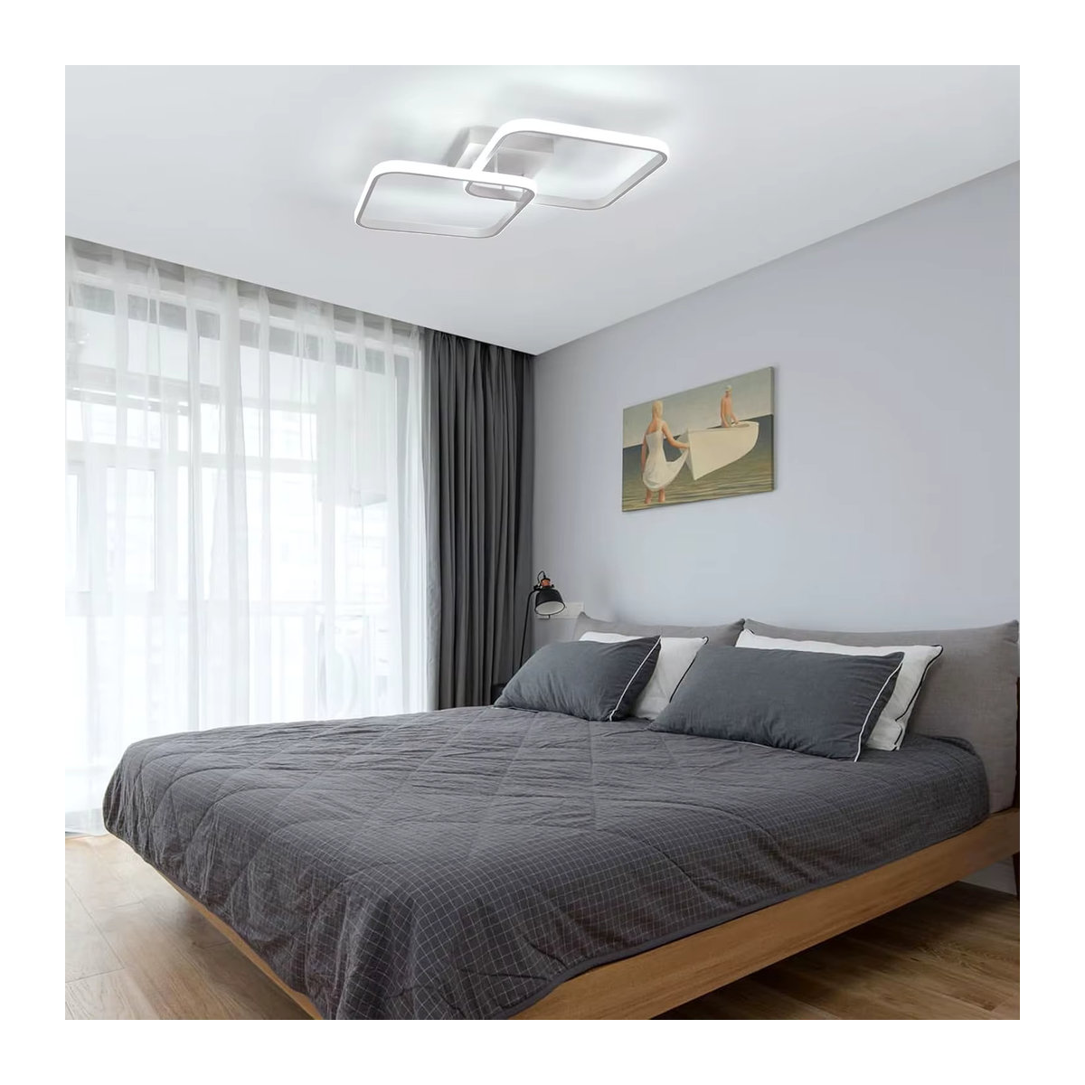Moderne quadratische LED Deckenleuchte in Weiß mit 50W und Fernbedienung, dimmbar von 3000K bis 6500K - Bild 2