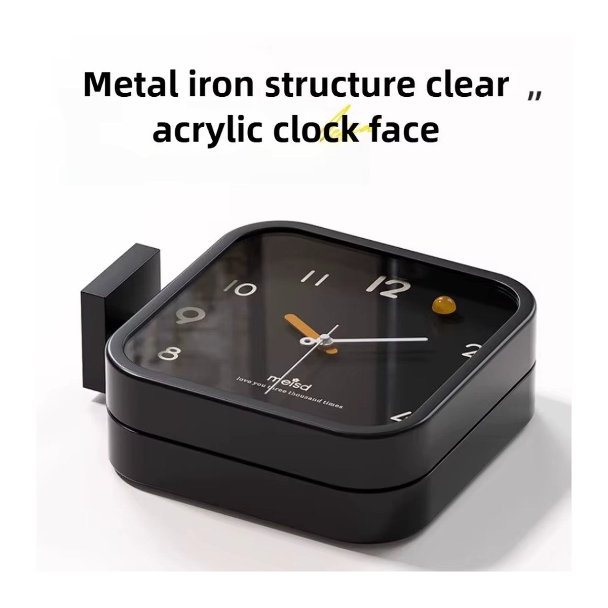 Moderne quadratische Wanduhr aus Metall in Weiß, geräuschlose doppelseitige Designer-Uhr für Wohnzimmer und Restaurant, analoge Wandmontage - Bild 3