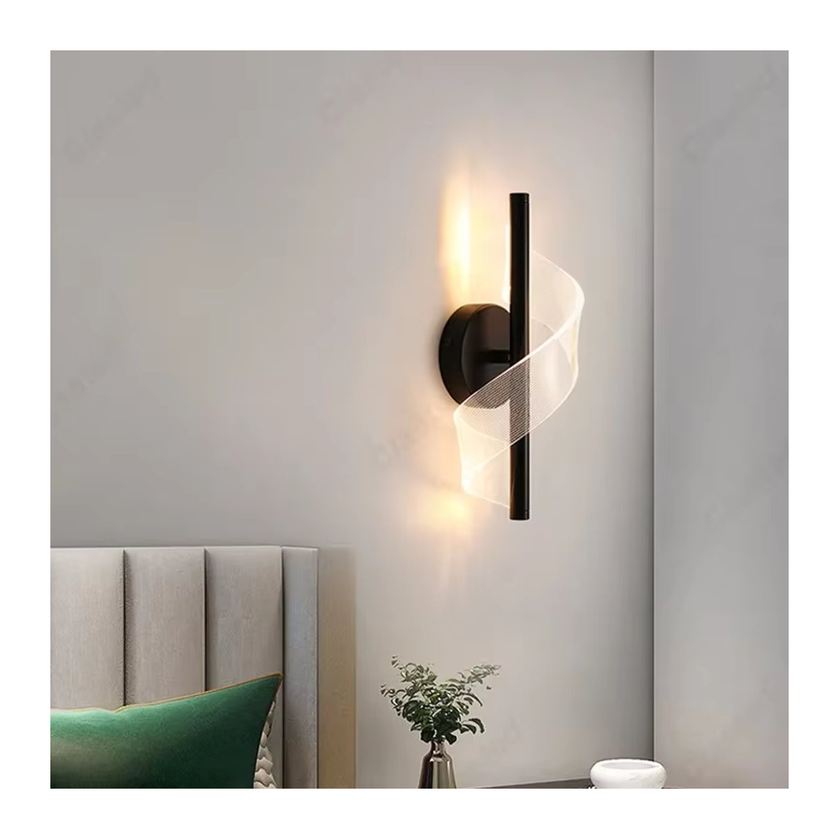 Moderne rotierende LED Wandleuchte aus Acryl in Schwarz für Schlafzimmer und Flur - Bild 3