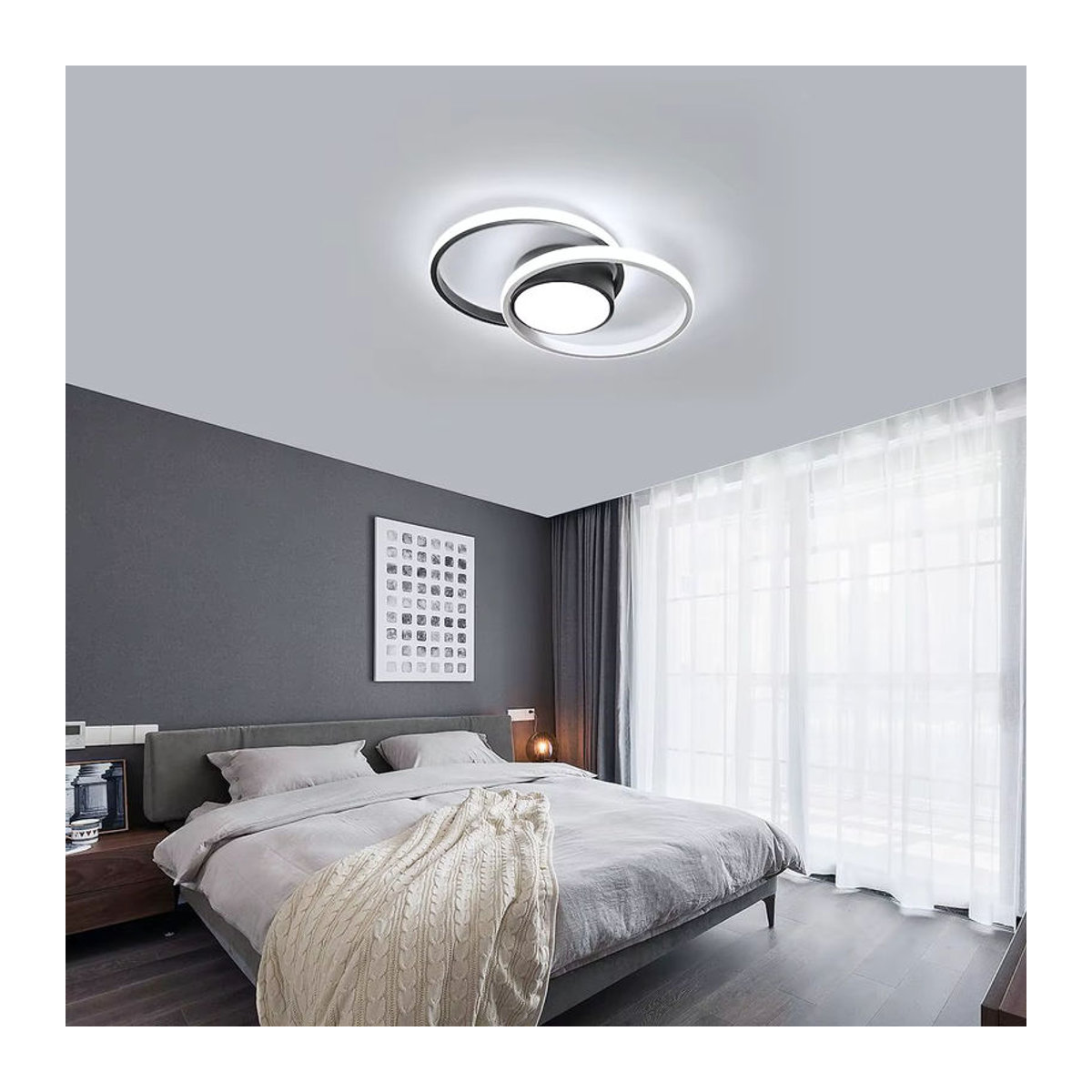 Moderne runde LED-Deckenleuchte aus Acryl in Weiß mit 42 W und kaltweißem Licht, Durchmesser: 40 cm - Bild 3