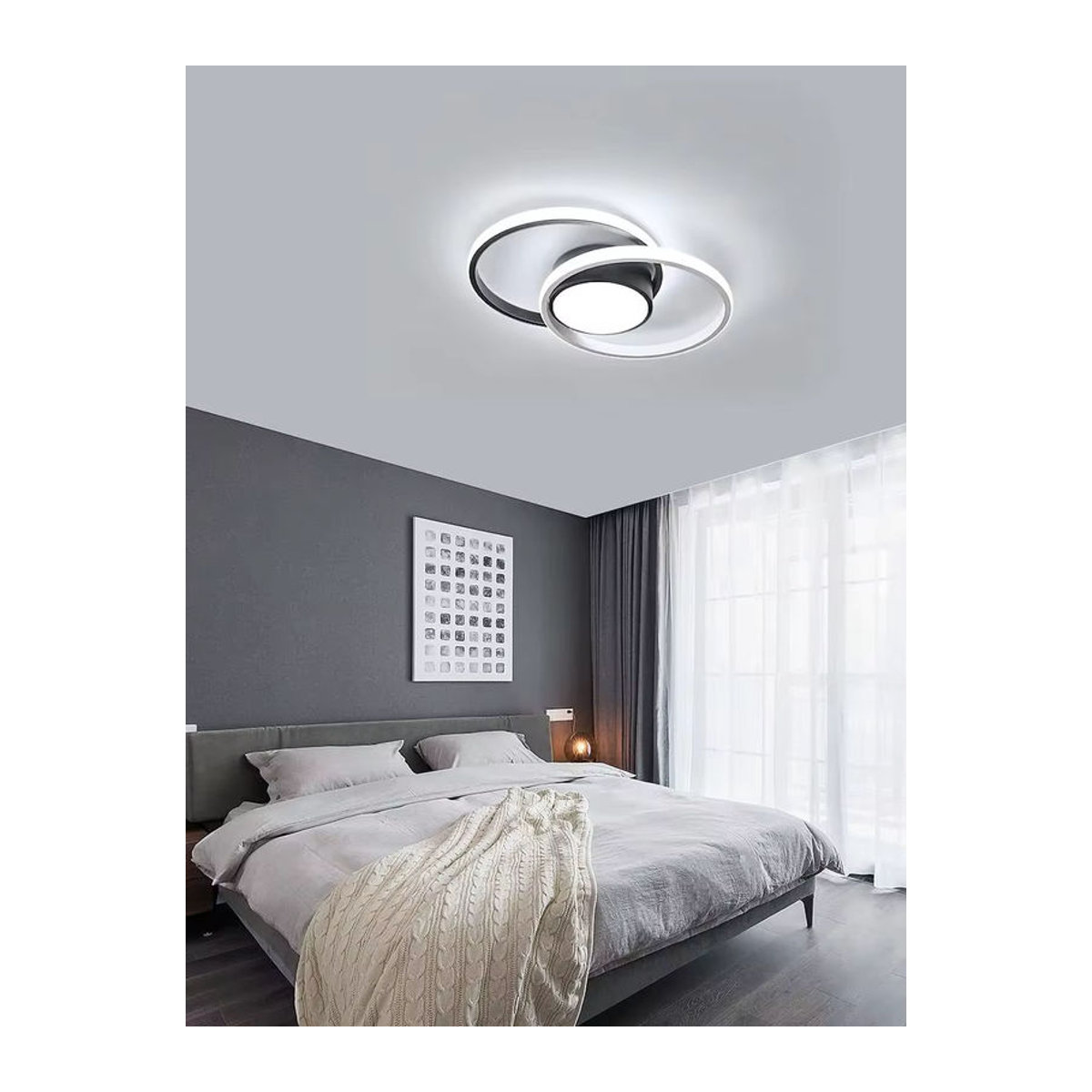 Moderne runde LED-Deckenleuchte aus Acryl in Weiß mit 42 W und kaltweißem Licht, Durchmesser: 40 cm - Bild 7