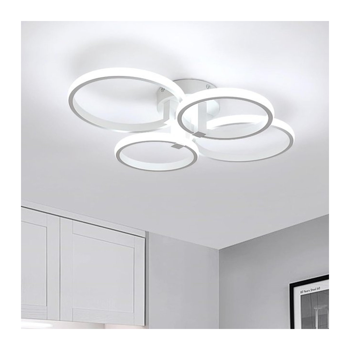 Moderne runde LED-Deckenleuchte aus Acryl und Metall in Weiß mit 48W und 5400LM, kaltweißes Licht 6500K - Bild 1
