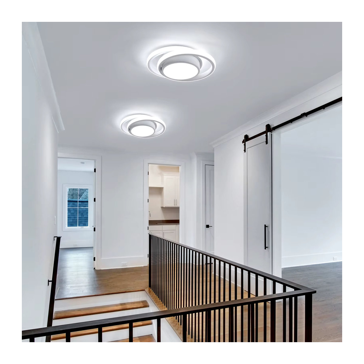 Moderne runde LED-Deckenleuchte aus Aluminium in Weiß mit 32 W und kaltweißem Licht (6500 K) - Bild 3
