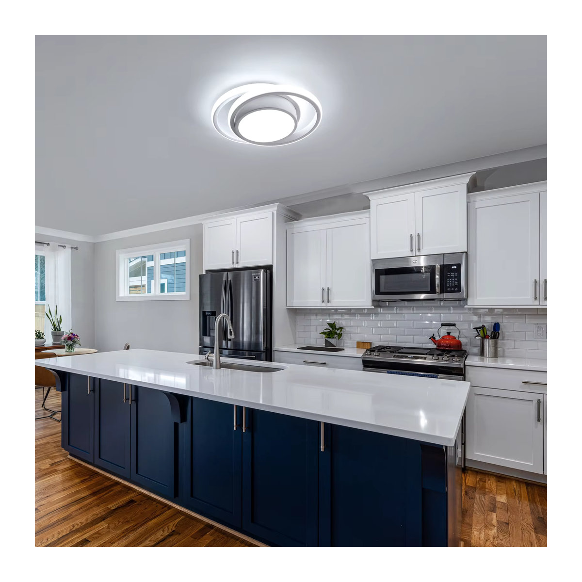 Moderne runde LED-Deckenleuchte aus Aluminium in Weiß mit 32 W und kaltweißem Licht (6500 K) - Bild 5