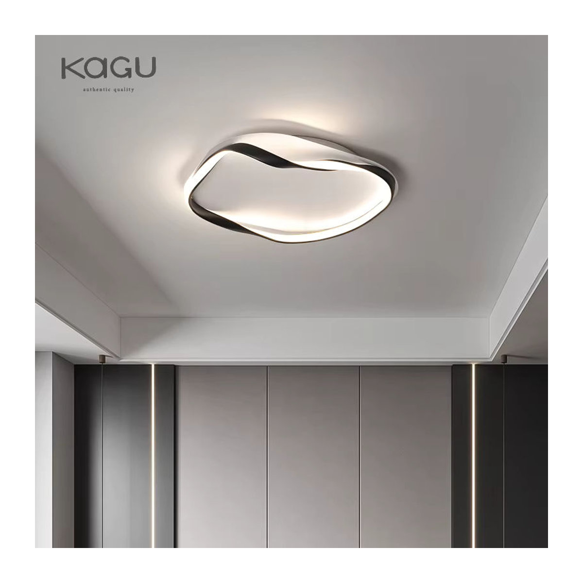 Moderne runde LED-Deckenleuchte von KAGU für Wohnzimmer, Schlafzimmer und Arbeitszimmer in Schwarz oder Weiß - Bild 2