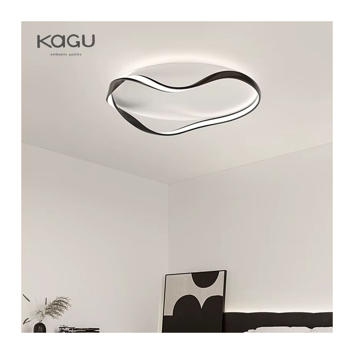 Moderne runde LED-Deckenleuchte von KAGU für Wohnzimmer, Schlafzimmer und Arbeitszimmer in Schwarz oder Weiß - Bild 3