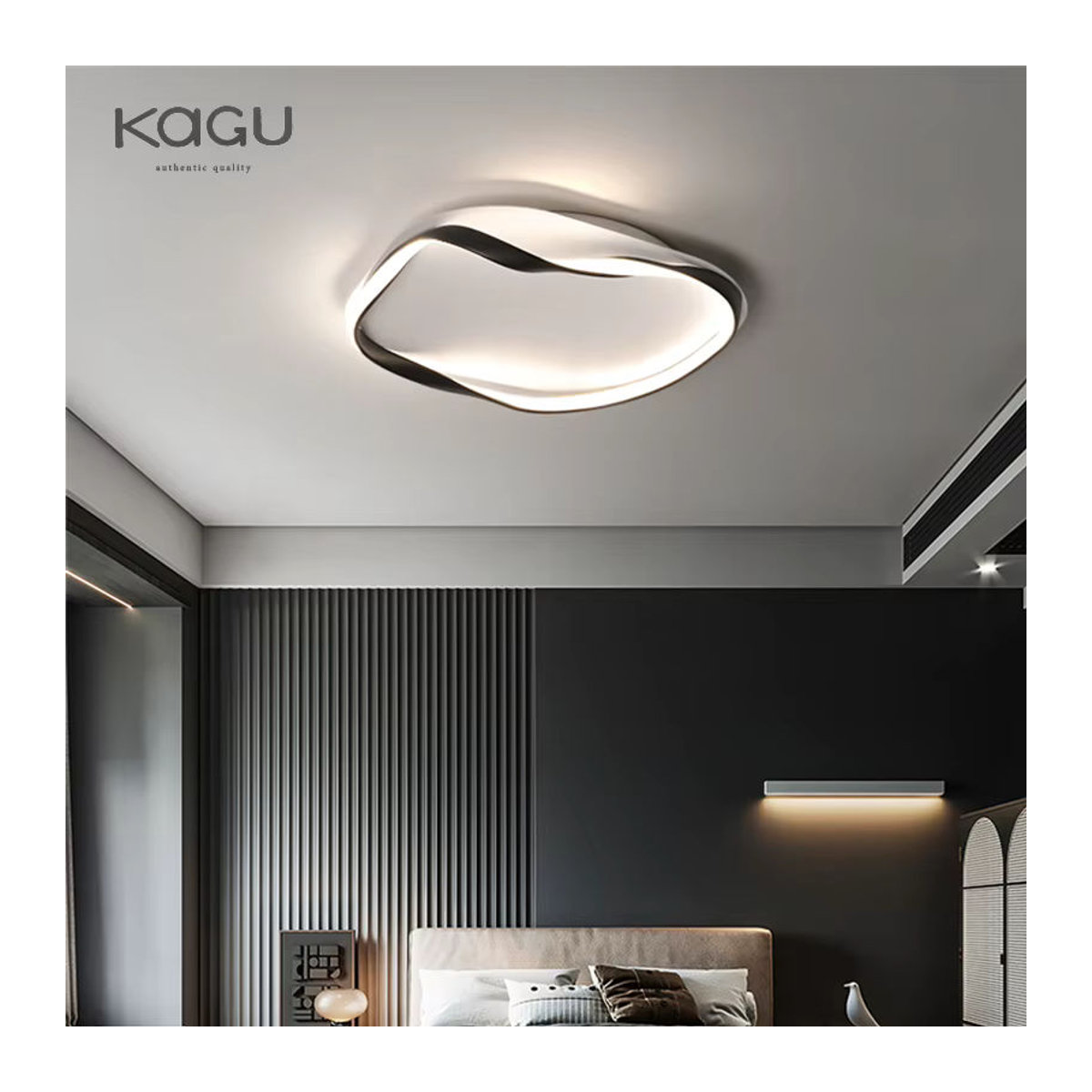 Moderne runde LED-Deckenleuchte von KAGU für Wohnzimmer, Schlafzimmer und Arbeitszimmer in Schwarz oder Weiß - Bild 4