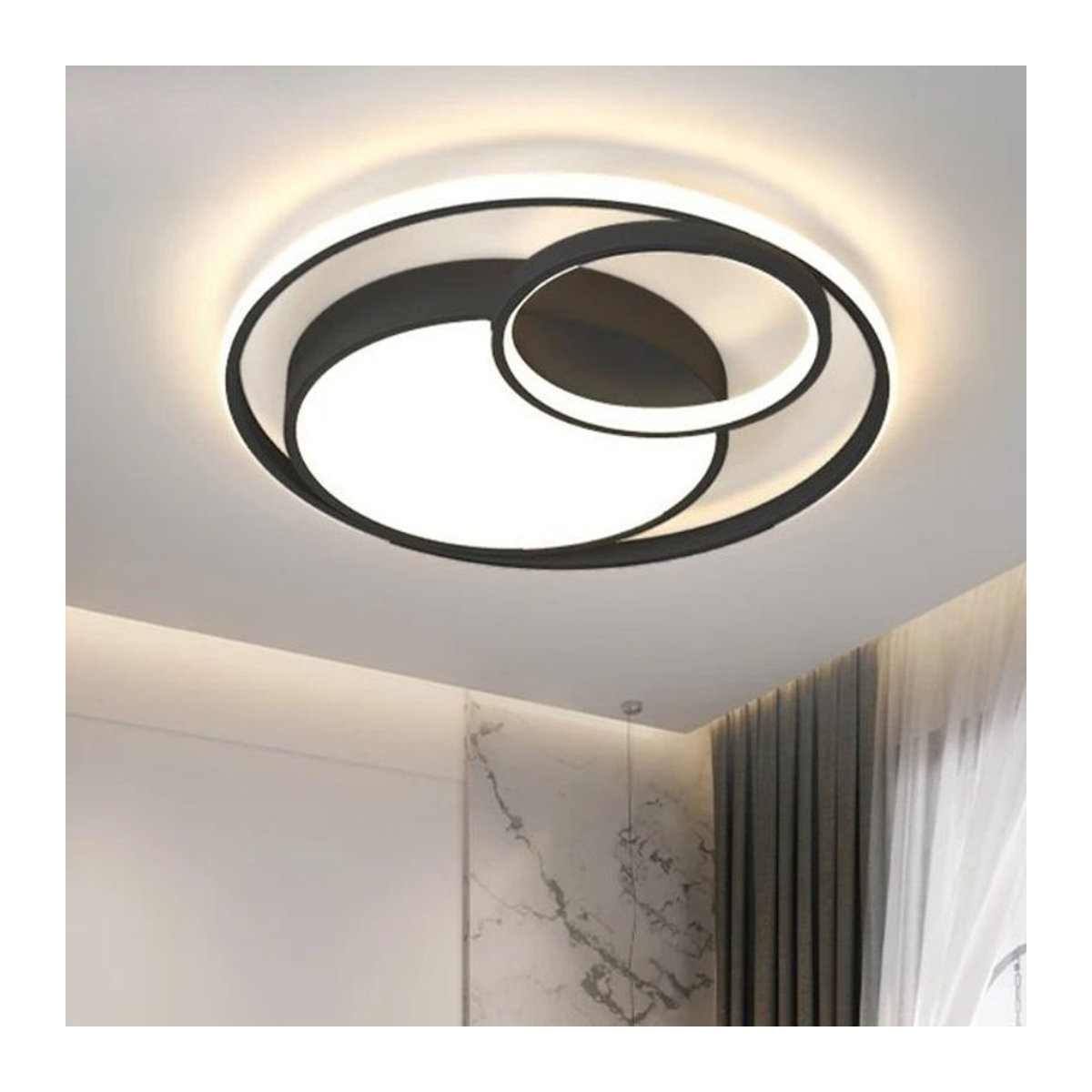 Moderne Skandinavische LED Deckenlampe aus Aluminium in Schwarz oder Weiß dimmbar für Wohnzimmer Schlafzimmer Küche und Badezimmer - Bild 1
