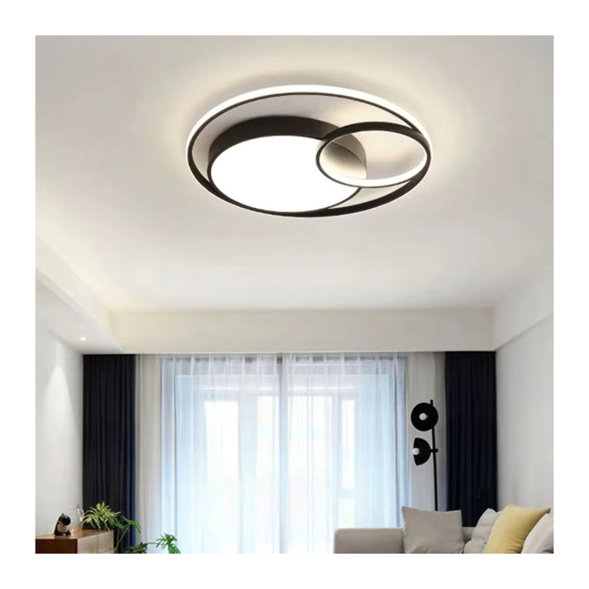 Moderne Skandinavische LED Deckenlampe aus Aluminium in Schwarz oder Weiß dimmbar für Wohnzimmer Schlafzimmer Küche und Badezimmer - Bild 2