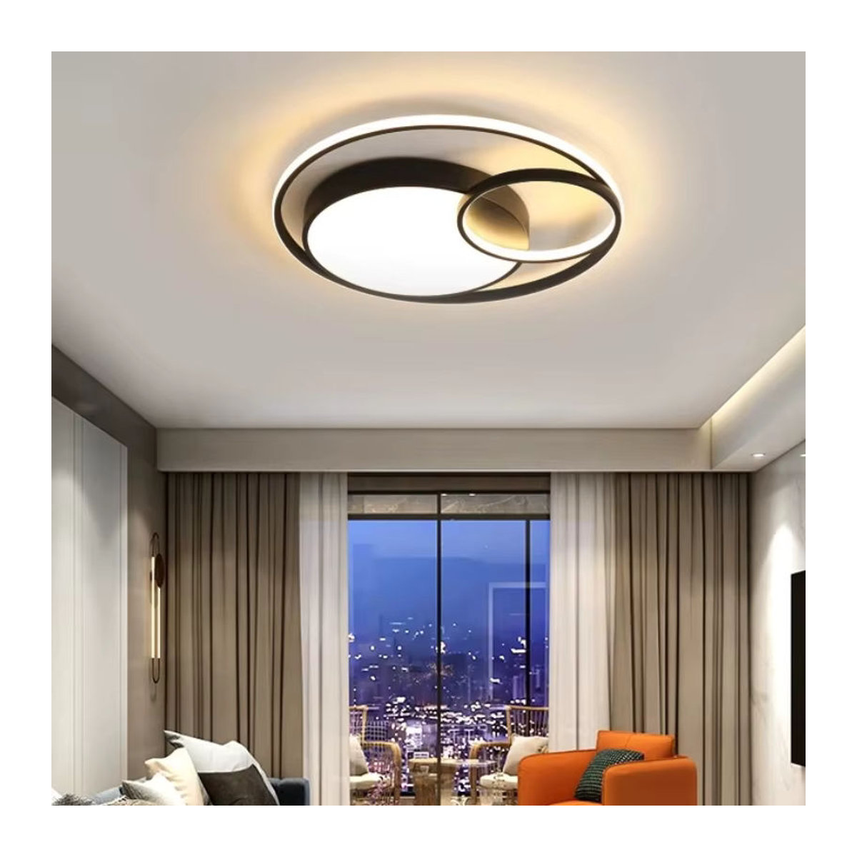 Moderne Skandinavische LED Deckenlampe aus Aluminium in Schwarz oder Weiß dimmbar für Wohnzimmer Schlafzimmer Küche und Badezimmer - Bild 3