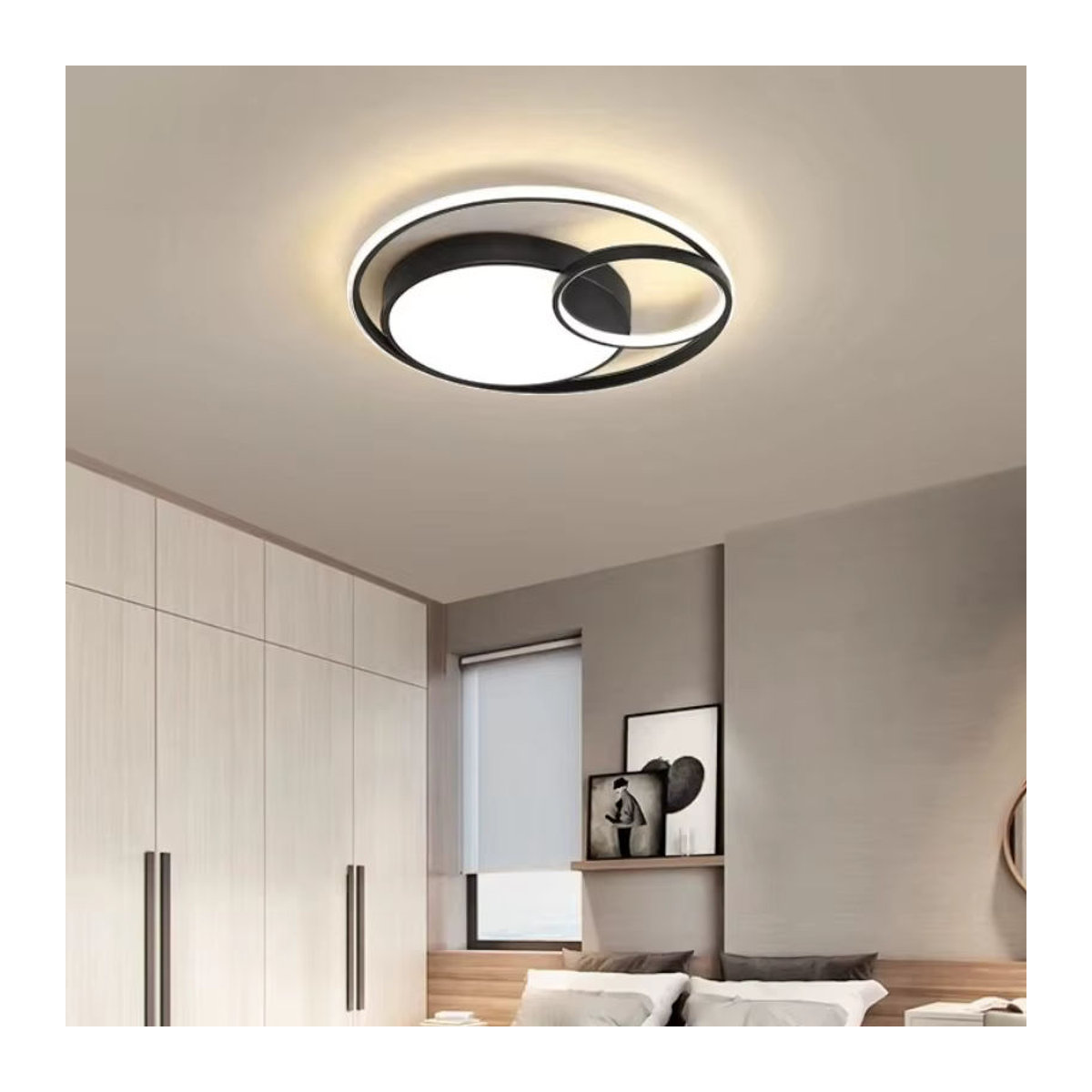 Moderne Skandinavische LED Deckenlampe aus Aluminium in Schwarz oder Weiß dimmbar für Wohnzimmer Schlafzimmer Küche und Badezimmer - Bild 4