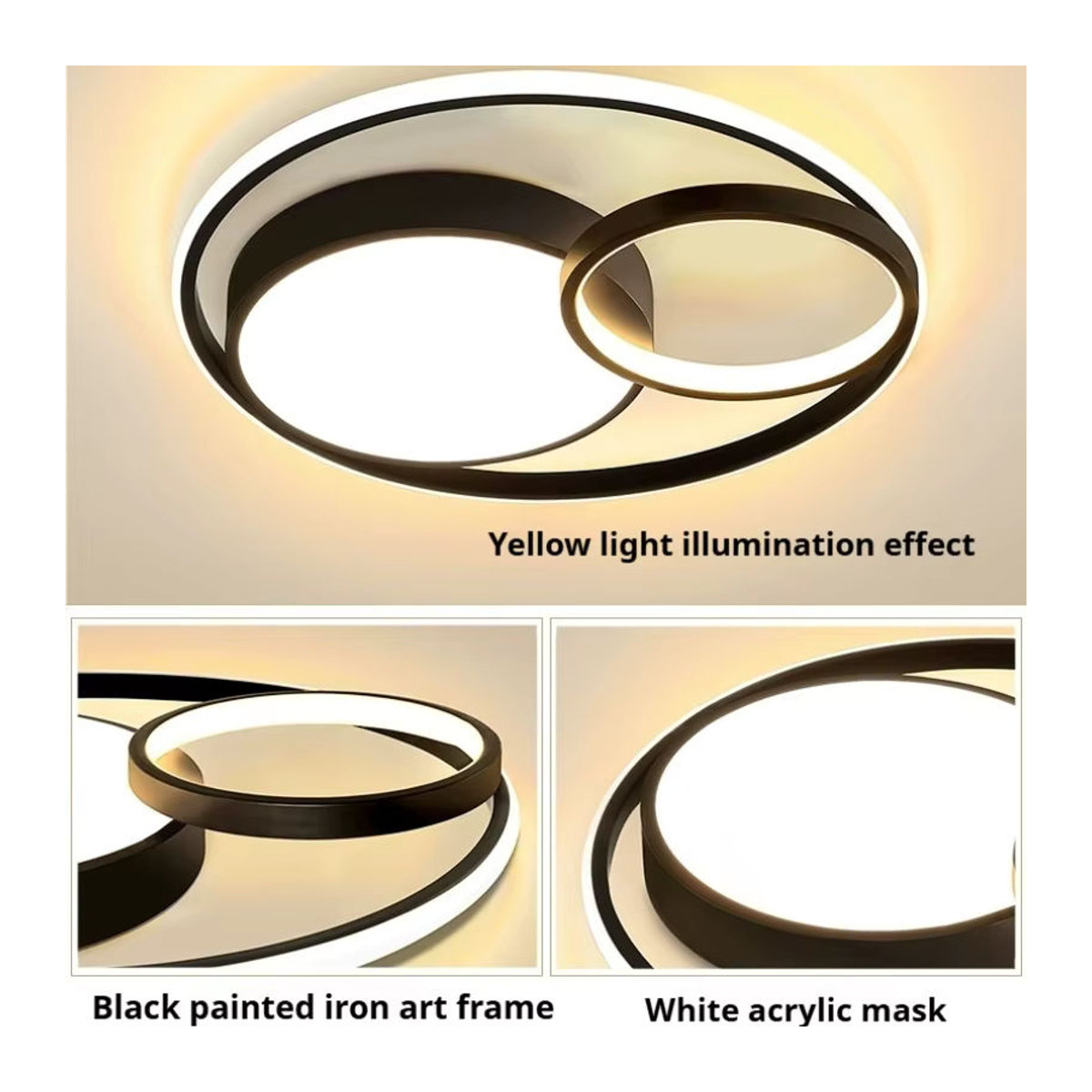 Moderne Skandinavische LED Deckenlampe aus Aluminium in Schwarz oder Weiß dimmbar für Wohnzimmer Schlafzimmer Küche und Badezimmer - Bild 6