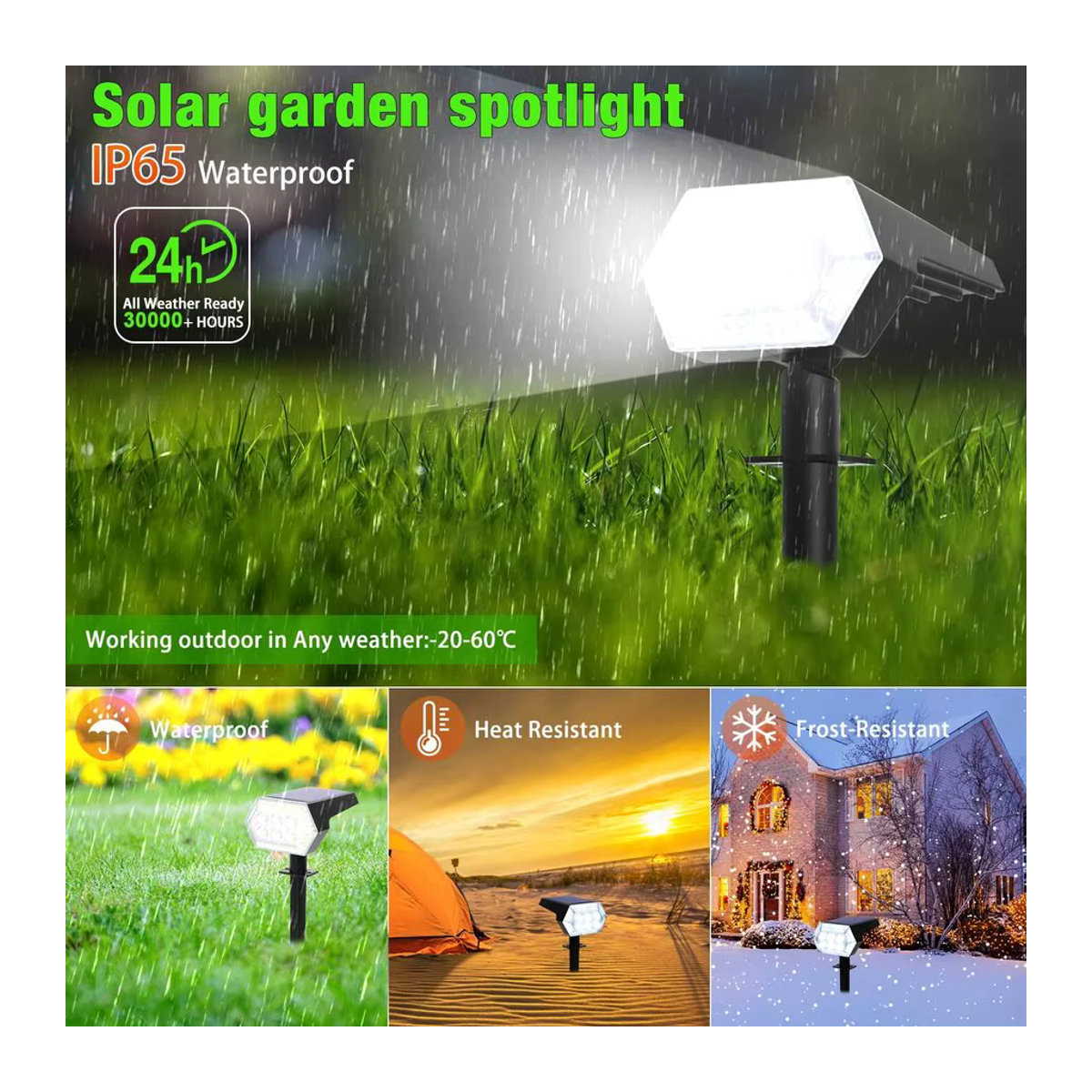 Moderne Solar-Gartenleuchten mit 108 LEDs als wasserdichte Außenflutlicht-Solar-Landschaftsstrahler in Schwarz - Bild 4