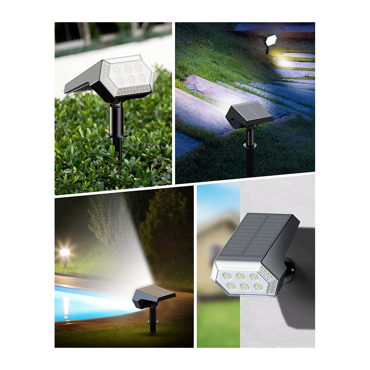 Moderne Solar-Gartenleuchten mit 108 LEDs als wasserdichte Außenflutlicht-Solar-Landschaftsstrahler in Schwarz - Bild 5