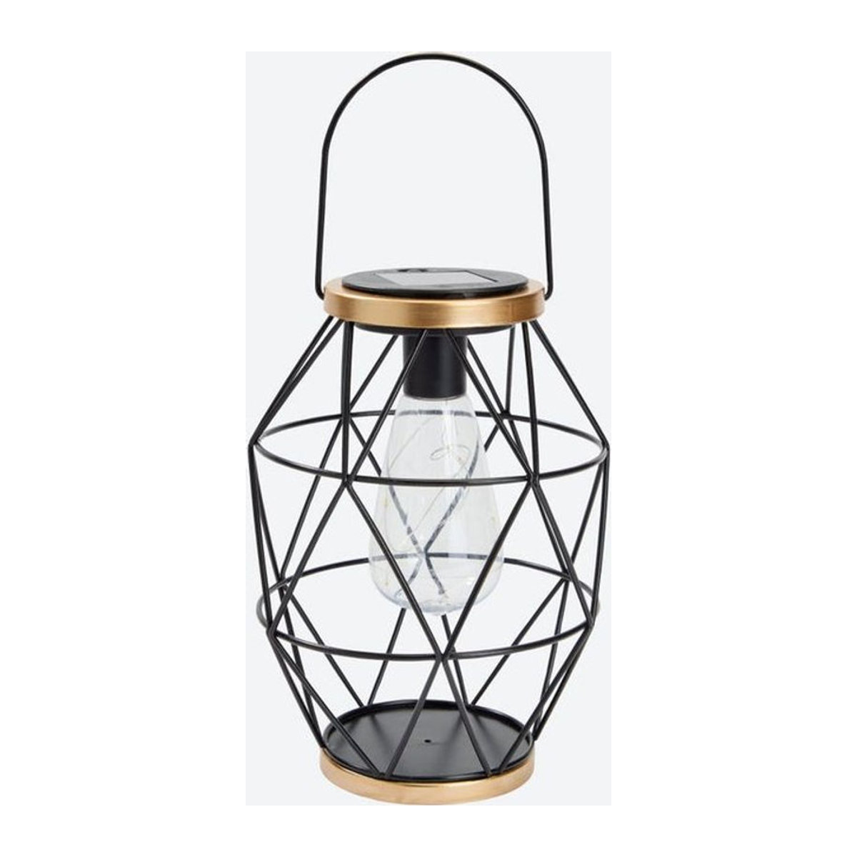 Moderne Solar-Laterne aus Metall in Schwarz mit warmweißem LED-Licht, Höhe: 23 cm - Bild 1