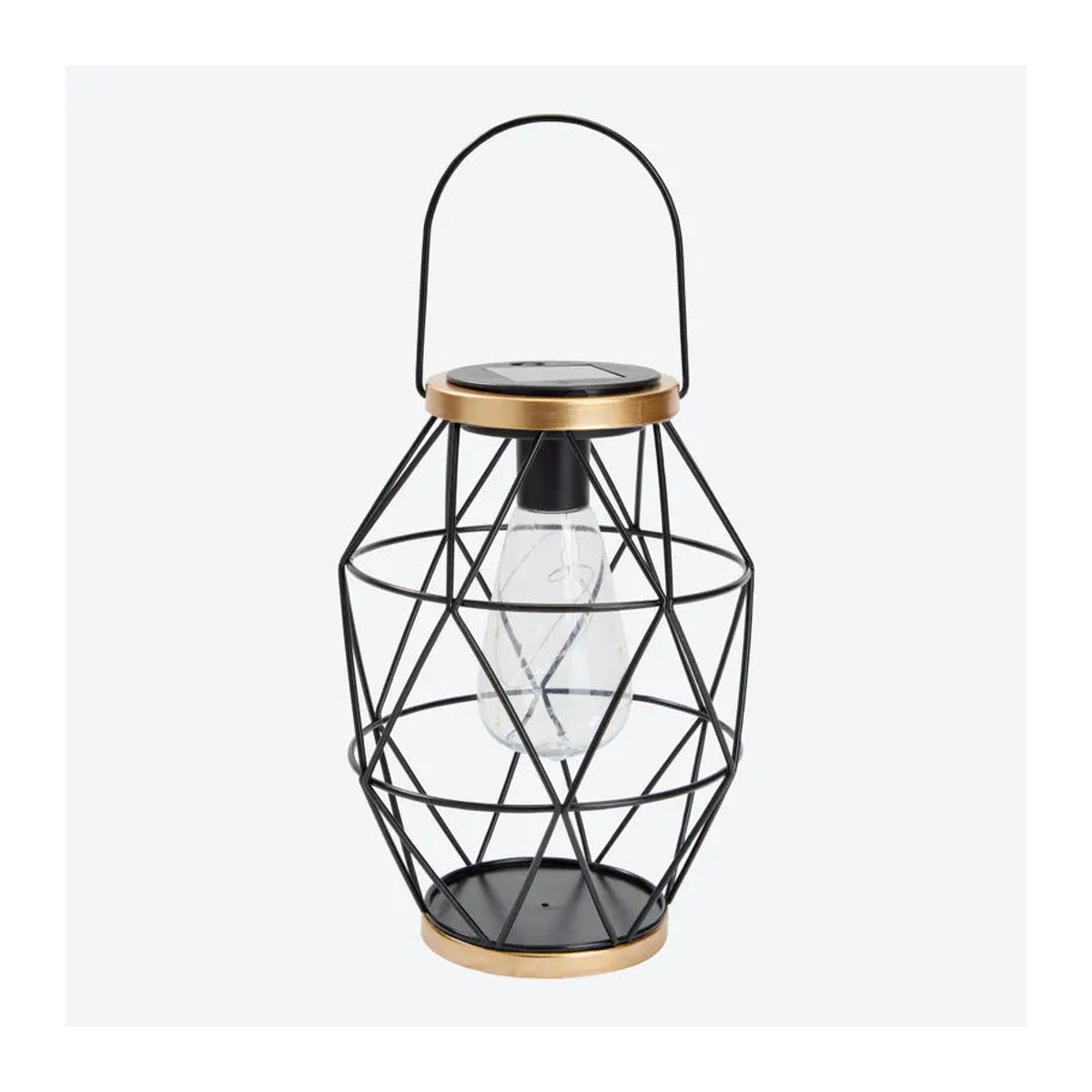 Moderne Solar-Laterne aus Metall in Schwarz mit warmweißem LED-Licht, Höhe: 23 cm - Bild 2