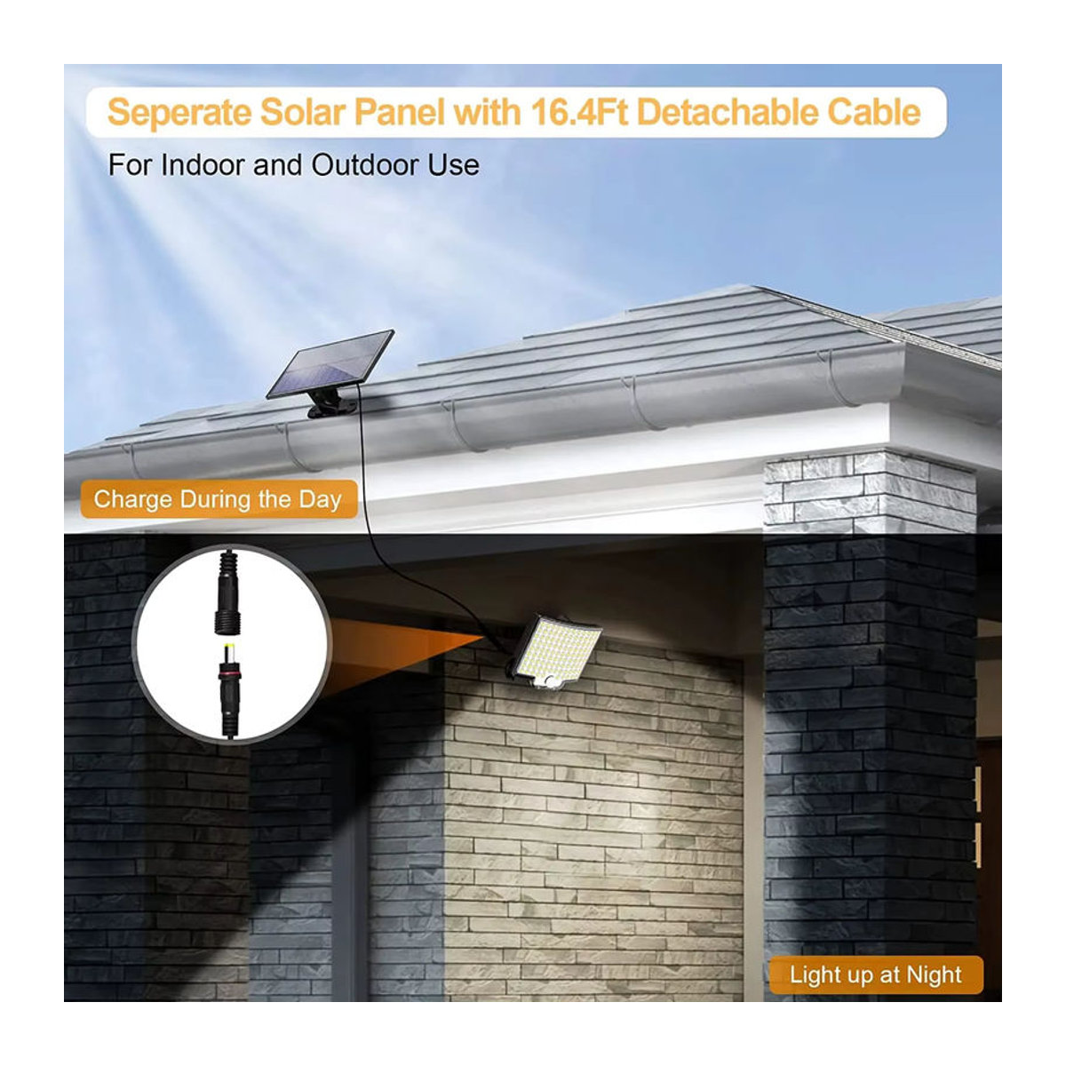 Moderne Solar-LED-Außenstrahler in Schwarz mit 3 Modi, Bewegungsmelder und Fernbedienung für Terrasse, Garage und Hinterhof - Bild 5