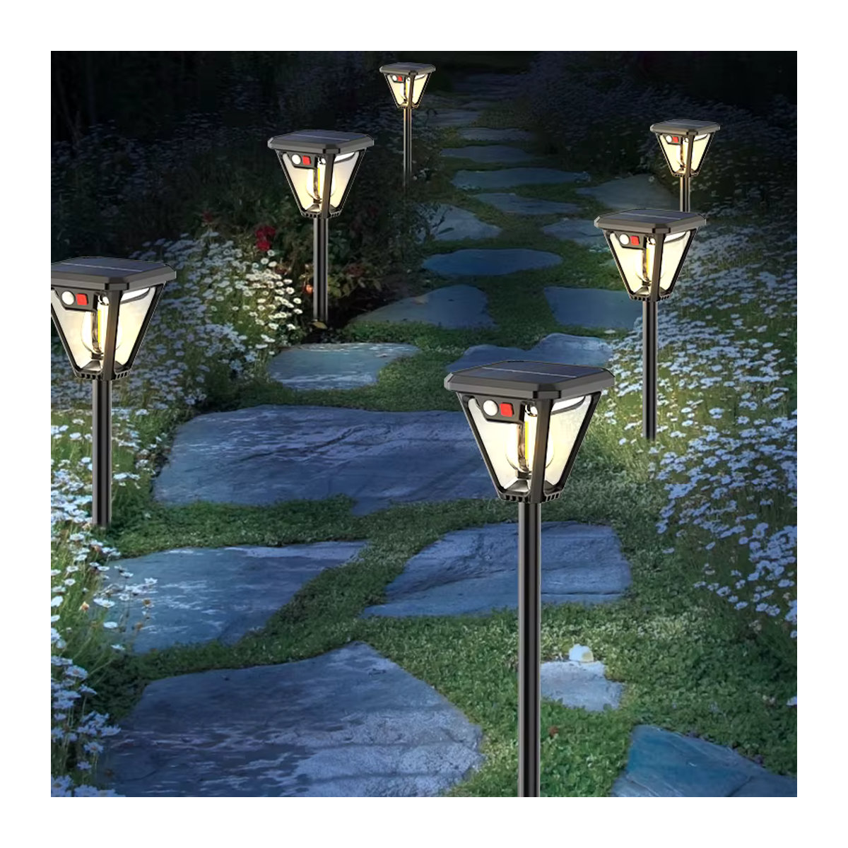 Moderne Solar LED Stehlampe und Wandleuchte in Schwarz für den Außenbereich wasserdicht - Bild 4