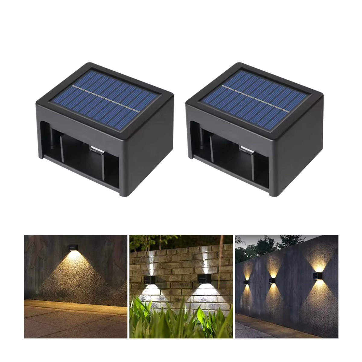 Moderne Solar-Wandleuchte LED in Schwarz für den Außenbereich mit 2 Modi - Bild 7
