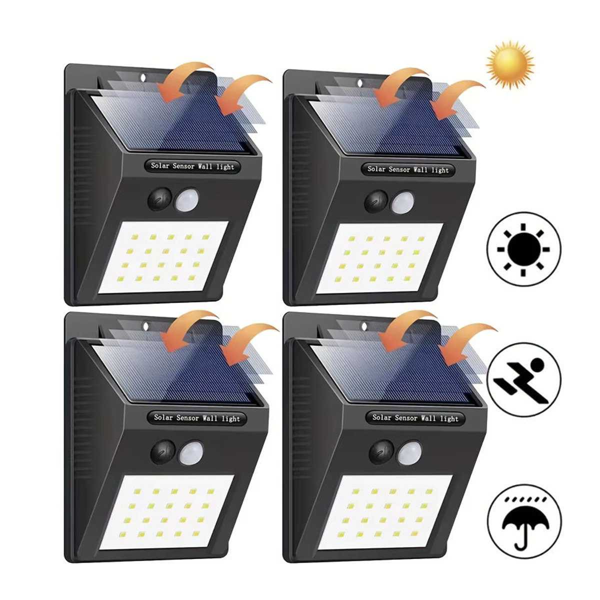 Moderne Solar-Wandleuchte mit 20 LEDs und PIR-Bewegungsmelder in Schwarz - Bild 4