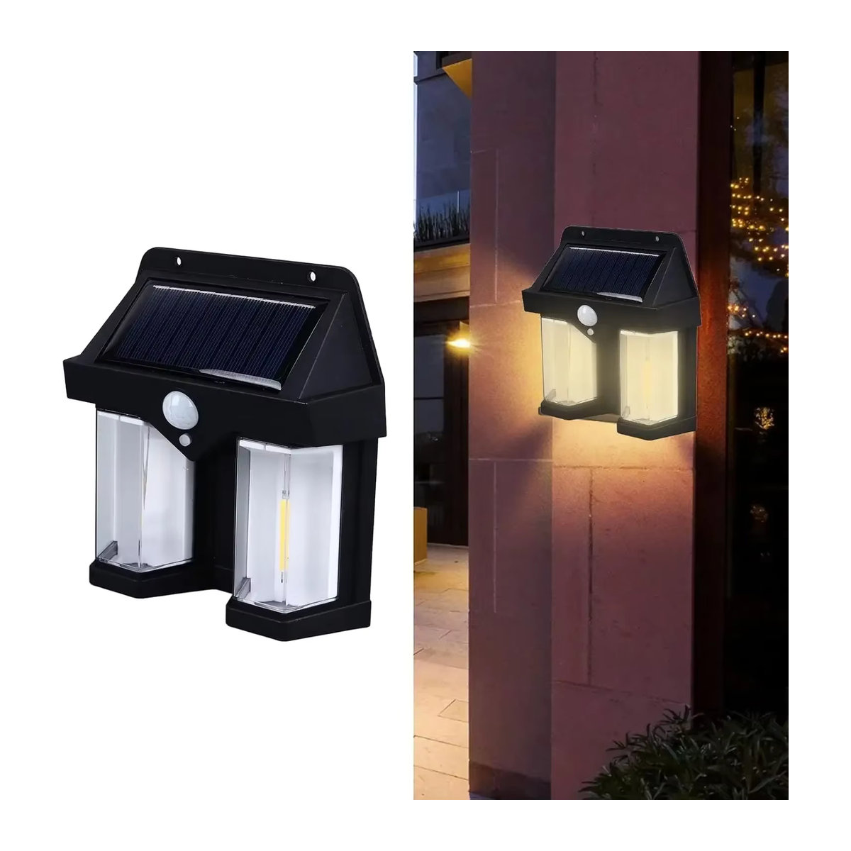 Moderne Solar Wandleuchte mit intelligenter Induktion und Wolfram-Glühlampe, wasserdicht, Schwarz - Bild 5