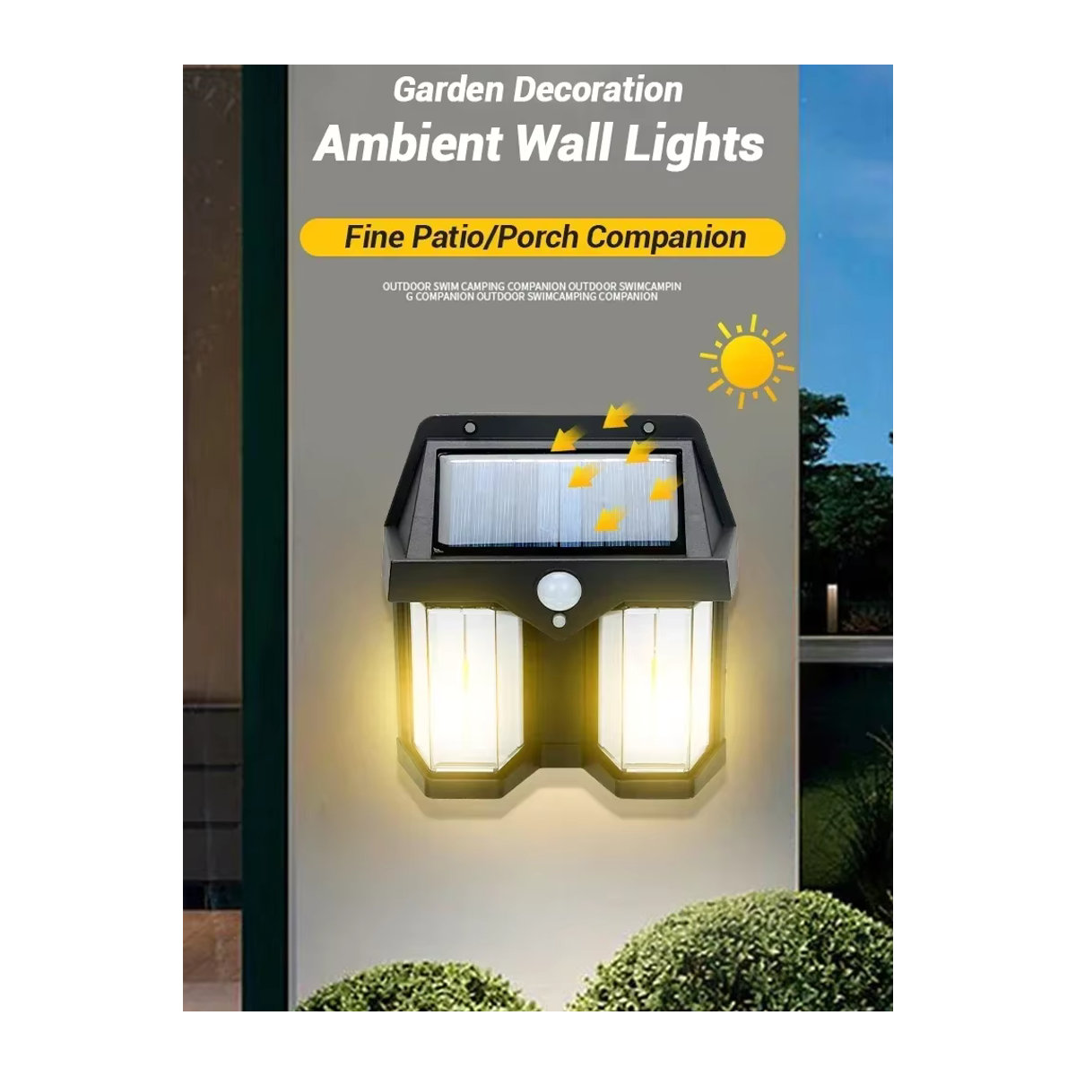 Moderne Solar Wandleuchte mit intelligenter Induktion und Wolfram-Glühlampe, wasserdicht, Schwarz - Bild 6